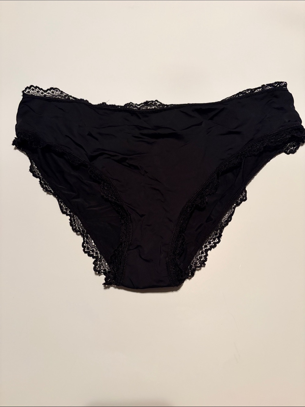 Women's Black Lace-Trim Bikini XL Panty